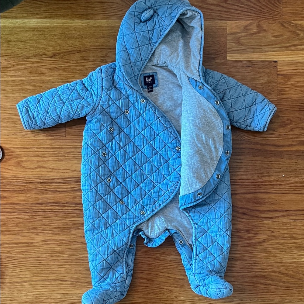 GAP Quilted Blue Baby Footie